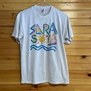 Jerzees Sarasota Vintage Single Stitch Colorful Graphic White T-Shirt L (42/44)